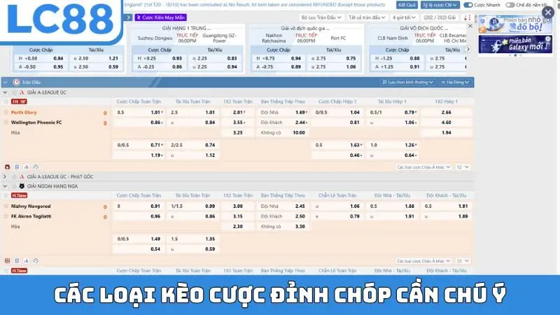 Các loại kèo cược đỉnh chóp cần chú ý